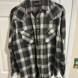 Plains Western Wear button down long sleeve shirt Size L